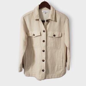 Madewell Waffleback Branner Shirt Jacket Oversized Textured Shacket Sz XS Cream